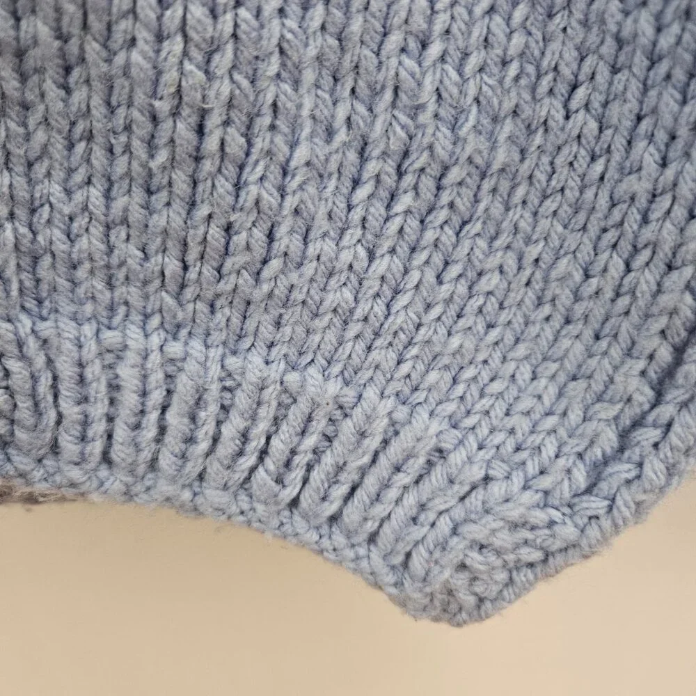 Handmade Knit Baby Hooded Sweater Cardigan Blue